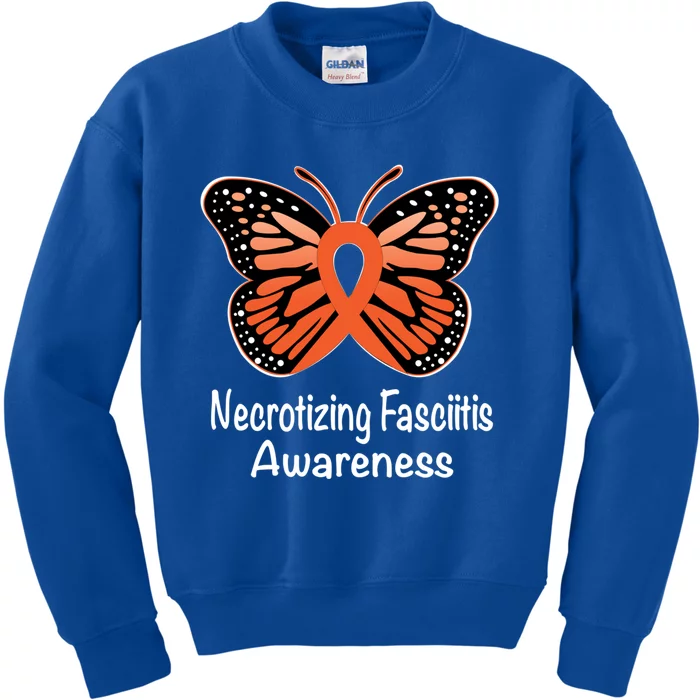 Necrotizing Fasciitis Awareness Warrior Orange Ribbon Meaningful Gift Kids Sweatshirt