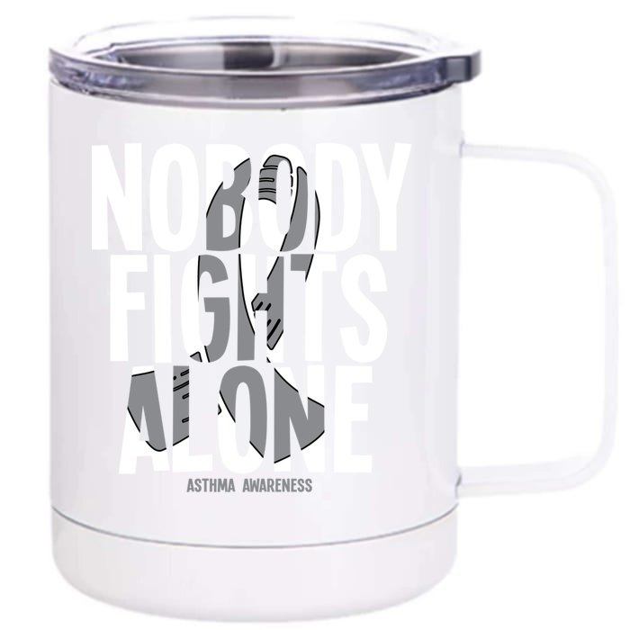 Nobody Fights Alone Asthma Awareness Cute Gift Front & Back 12oz Stainless Steel Tumbler Cup