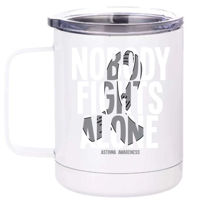 Nobody Fights Alone Asthma Awareness Cute Gift Front & Back 12oz Stainless Steel Tumbler Cup