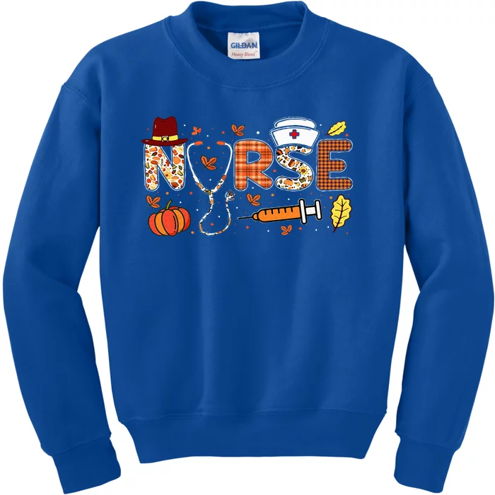 Nurses Fall Autumn Halloween Funny Thanksgiving Nurse Kids Sweatshirt