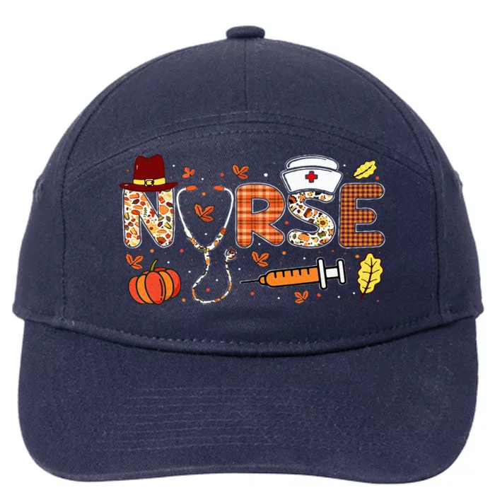 Nurses Fall Autumn Halloween Funny Thanksgiving Nurse 7-Panel Snapback Hat