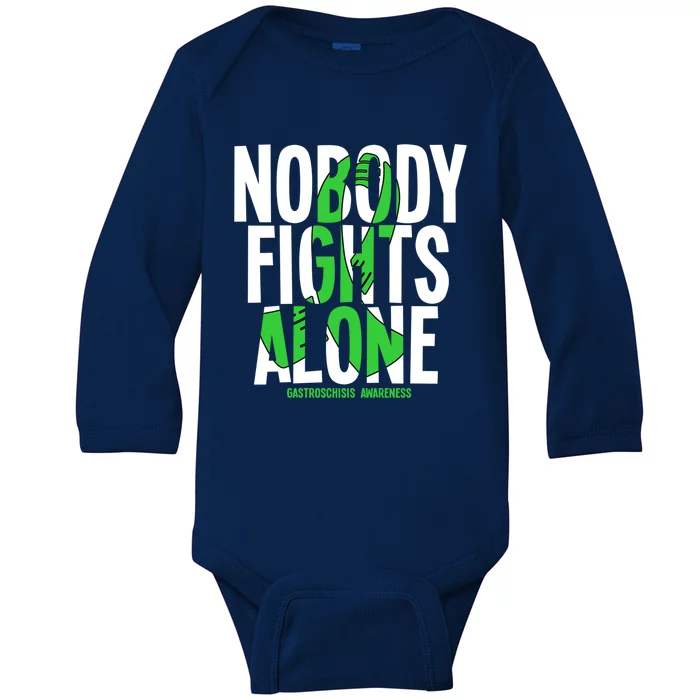 Nobody Fights Alone Gastroschisis Awareness Cool Gift Baby Long Sleeve Bodysuit