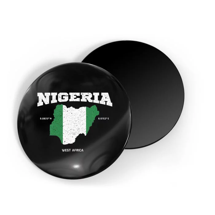 Nigeria Flag And Map Nigerian Coordinates Magnet