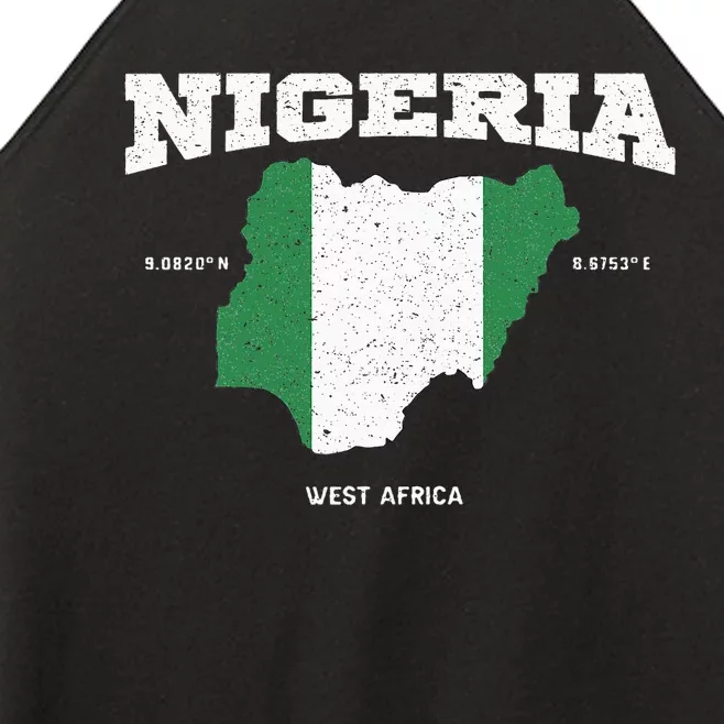 Nigeria Flag And Map Nigerian Coordinates Women’s Perfect Tri Rocker Tank