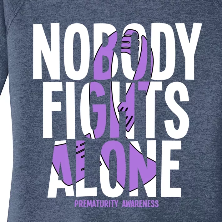 Nobody Fights Alone Prematurity Awareness Great Gift Women's Perfect Tri Tunic Long Sleeve Shirt