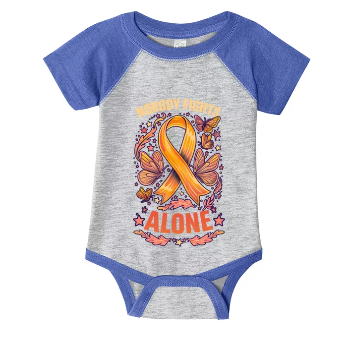 Nobody Fights Alone Design Uterine Cancer Great Gift Infant Baby Jersey Bodysuit