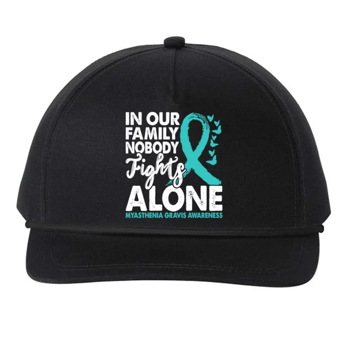 Nobody Fights Alone Myasthenia Gravis Awareness Teal Ribbon Gift Snapback Five-Panel Rope Hat