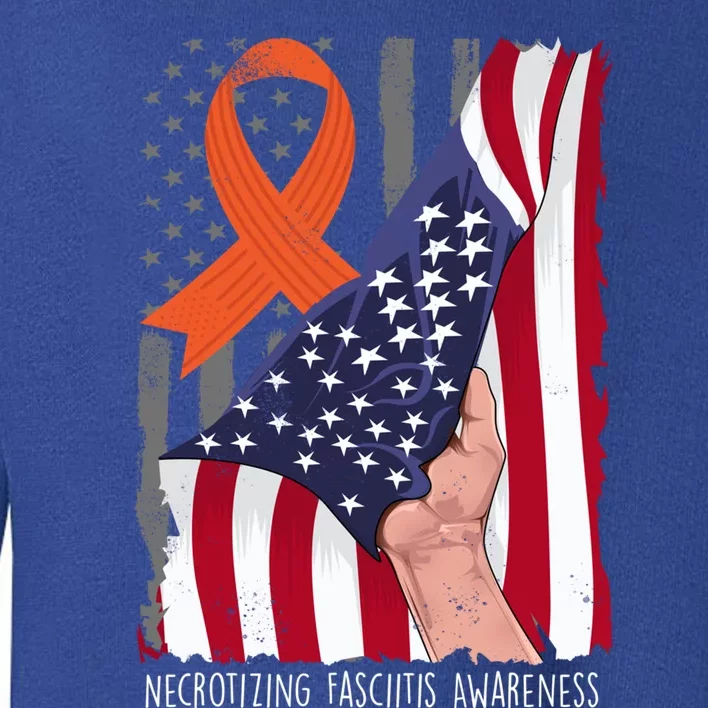 Necrotizing Fasciitis Awareness American Flag Orange Ribbon Gift Toddler Sweatshirt