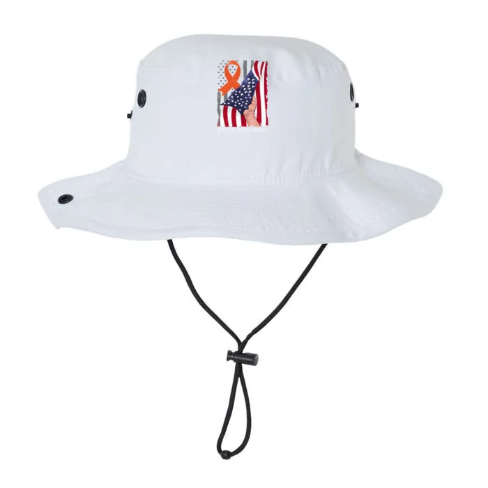 Necrotizing Fasciitis Awareness American Flag Orange Ribbon Gift Legacy Cool Fit Booney Bucket Hat