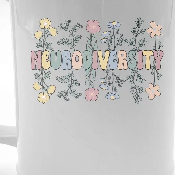 Neurodiversity Flowers Autism Neurodivergent Cool Gift Front & Back Beer Stein