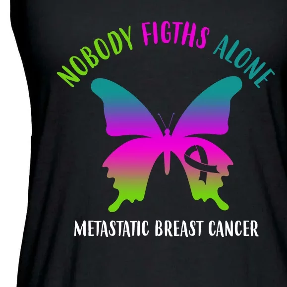 Nobody Fights Alone Metastatic Breast Cancer Ladies Essential Flowy Tank