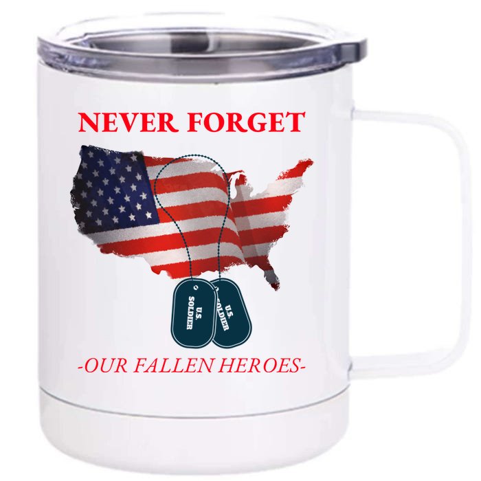 Never Forget American Flag Meaningful Gift Front & Back 12oz Stainless Steel Tumbler Cup