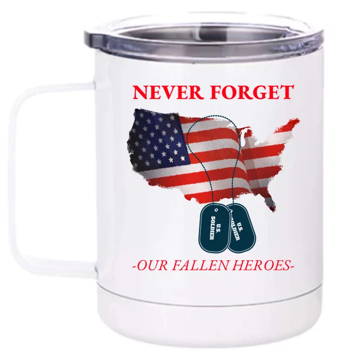 Never Forget American Flag Meaningful Gift Front & Back 12oz Stainless Steel Tumbler Cup