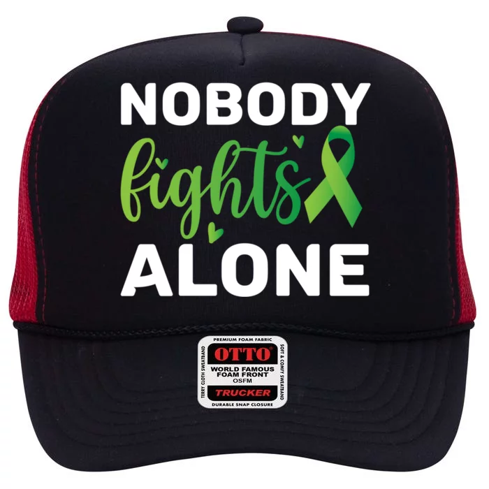 Nobody Fights Alone Tal Health Awareness Gift High Crown Mesh Trucker Hat