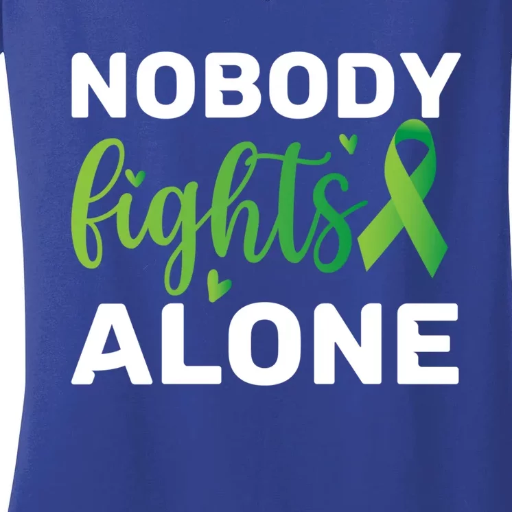 Nobody Fights Alone Tal Health Awareness Gift Women's V-Neck T-Shirt