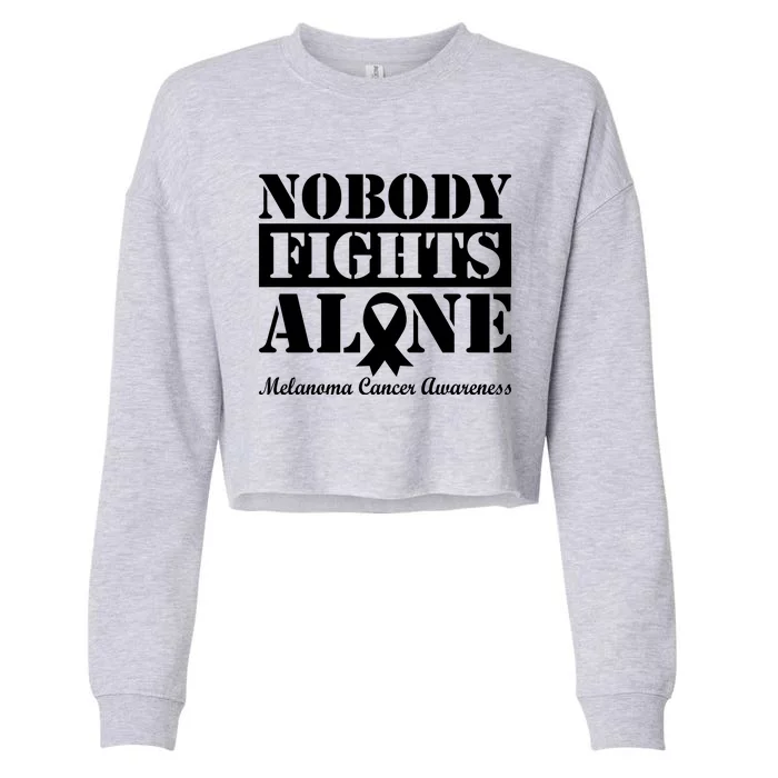 Nobody Fights Alone Melanoma Cancer Awareness Cropped Pullover Crew