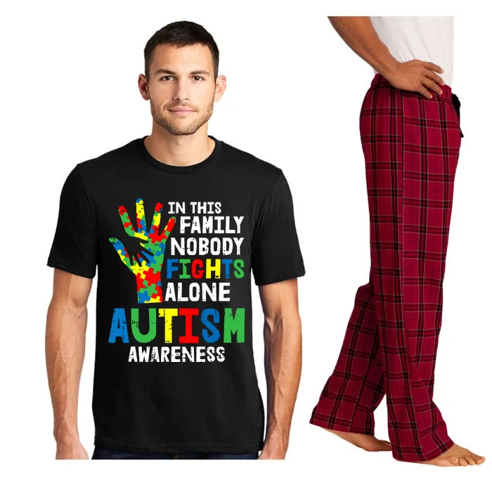 No Fights Alone Autism Awareness Puzzle Hand Family Gifts Pajama Set