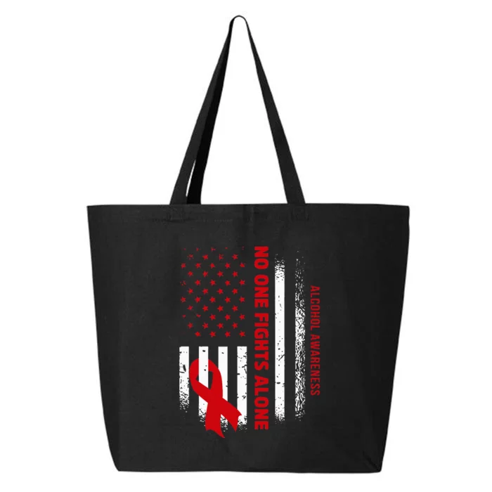 Nobody Fights Alcohol Alone USA Flag Red Ribbon 25L Jumbo Tote