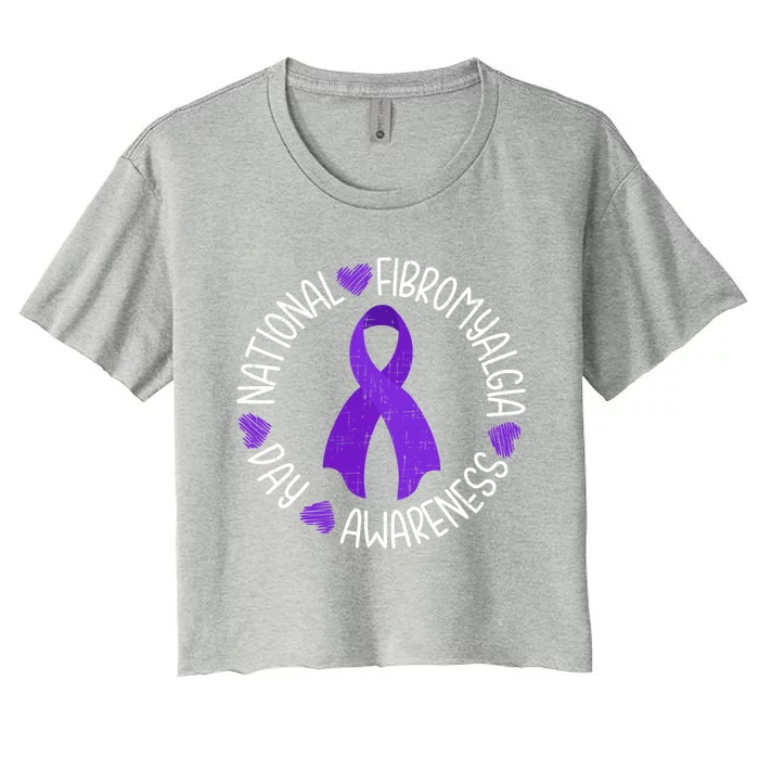 National Fibromyalgia Awareness Day Costume Ribbon Gift Women's Crop Top Tee