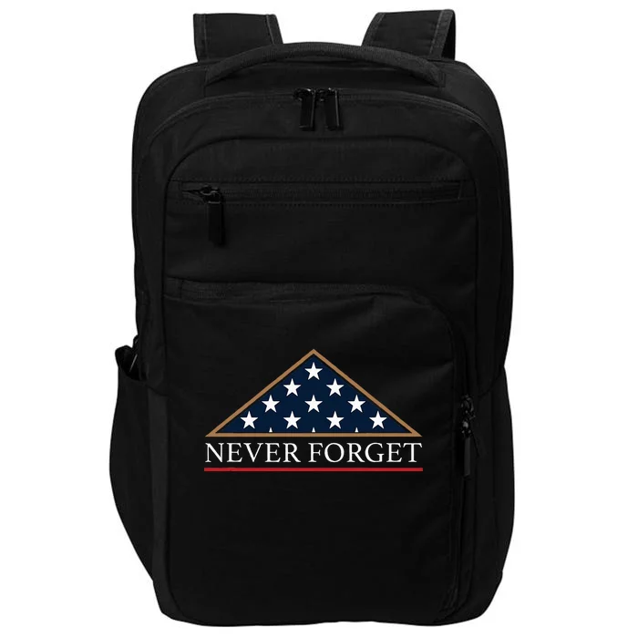 Never Forget American Folded Flag Military Memorial Design Impact Tech Backpack