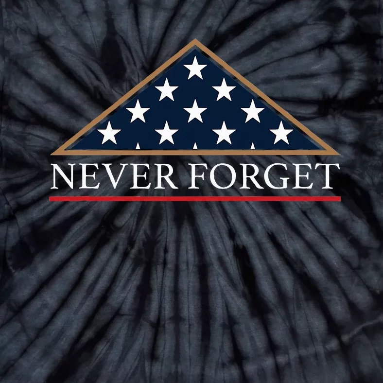 Never Forget American Folded Flag Military Memorial Design Tie-Dye T-Shirt