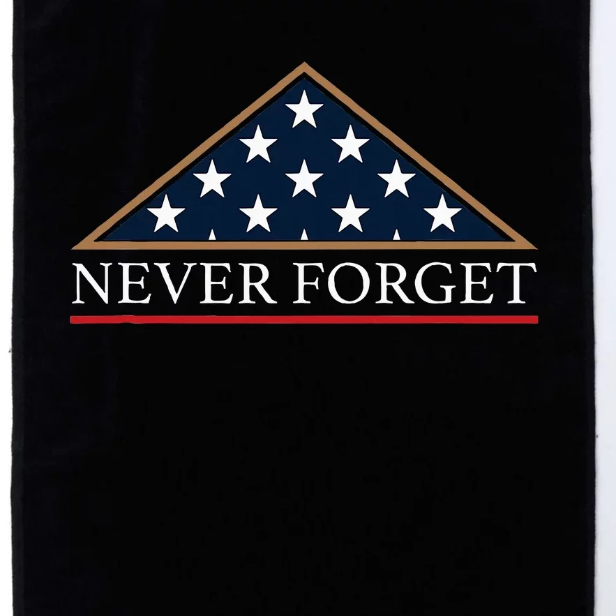 Never Forget American Folded Flag Military Memorial Design Platinum Collection Golf Towel