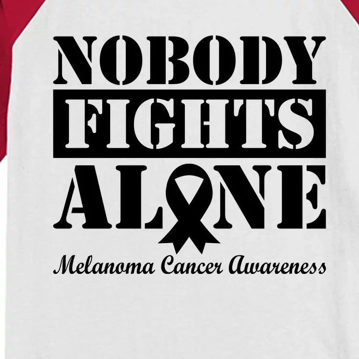 Nobody Fight Alone Melanoma Cancer Awareness Kids Colorblock Raglan Jersey