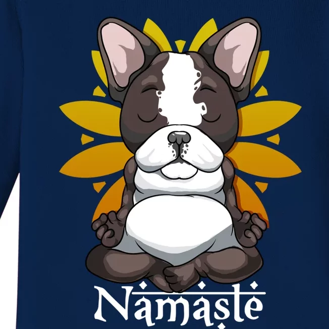 Namaste French Bulldog Funny Gift Dog Lover Frenchie Yoga Cool Gift Baby Long Sleeve Bodysuit