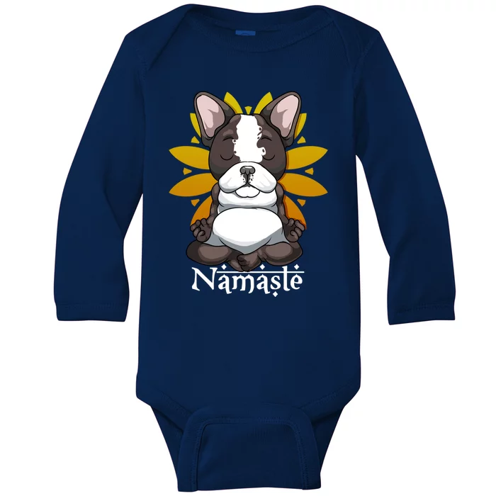 Namaste French Bulldog Funny Gift Dog Lover Frenchie Yoga Cool Gift Baby Long Sleeve Bodysuit