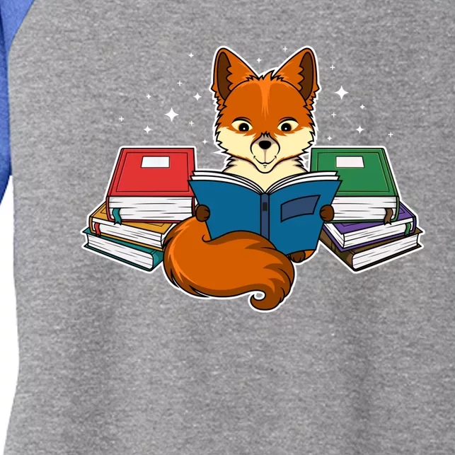 Nerdy Fox Book Funny Animal Lover Furry Gift Women's Tri-Blend 3/4-Sleeve Raglan Shirt