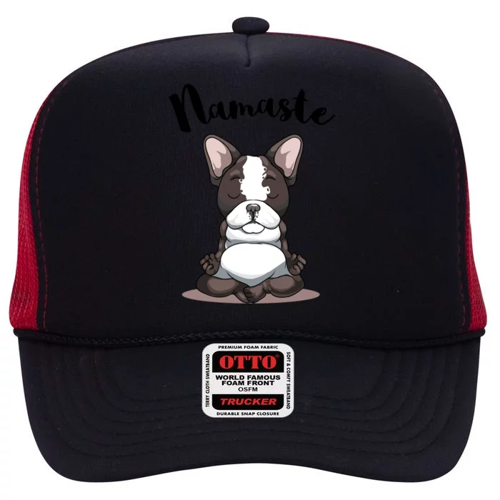 Namaste French Bulldog Yoga Design Dog Lover Frenchie Yoga Gift High Crown Mesh Trucker Hat