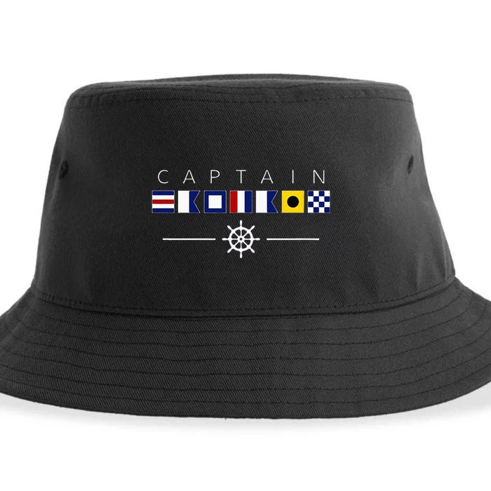 NAUTICAL FLAG BOAT CAPTAIN Sustainable Bucket Hat