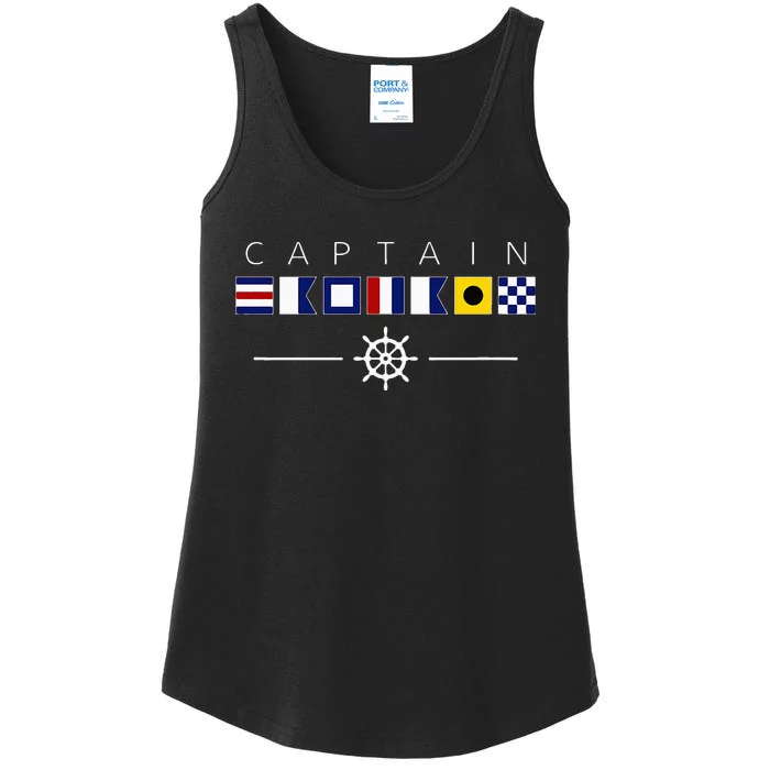 NAUTICAL FLAG BOAT CAPTAIN Ladies Essential Tank