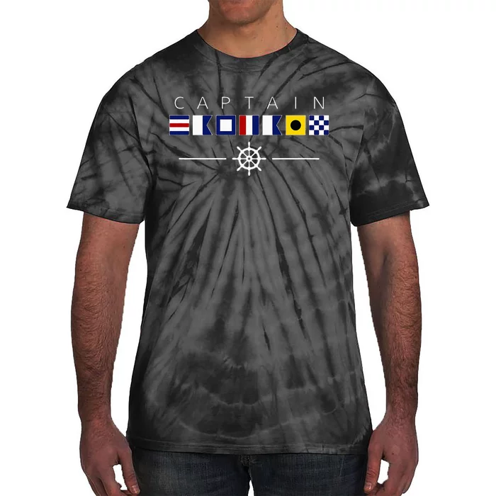 NAUTICAL FLAG BOAT CAPTAIN Tie-Dye T-Shirt