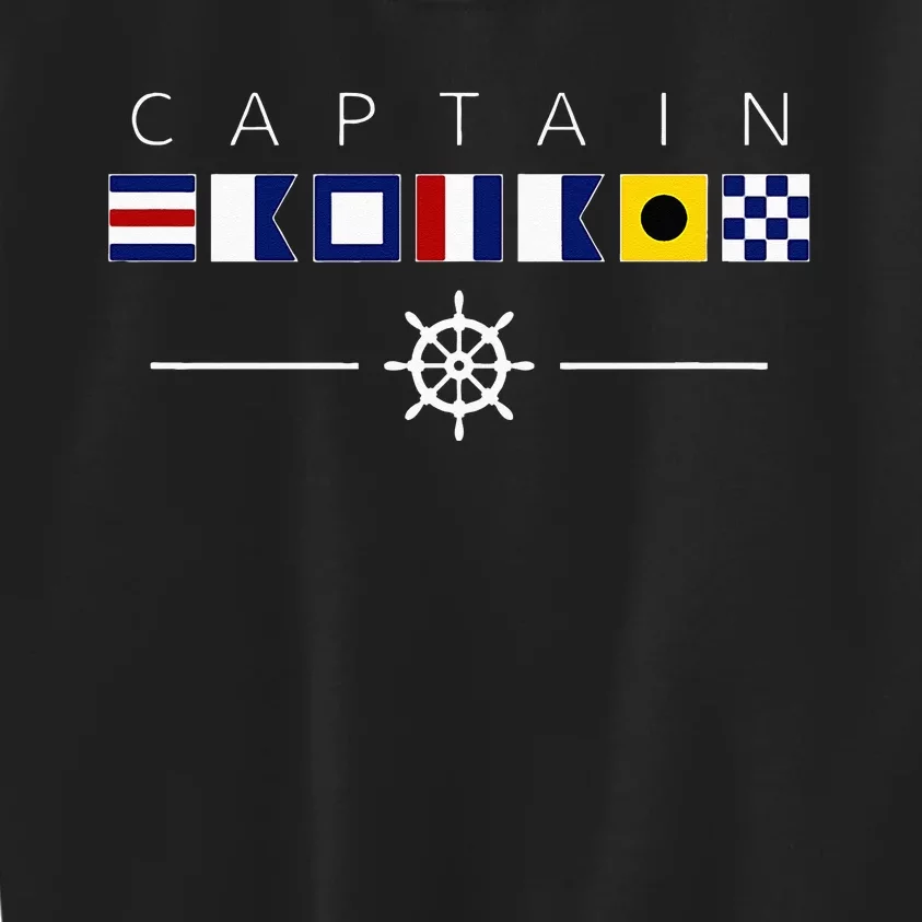 NAUTICAL FLAG BOAT CAPTAIN Kids Sweatshirt