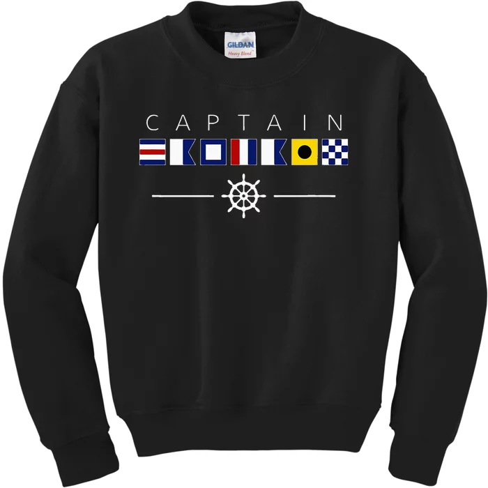 NAUTICAL FLAG BOAT CAPTAIN Kids Sweatshirt