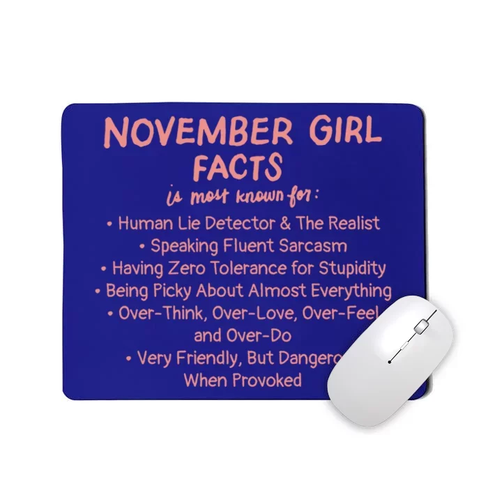 November Facts Birthday Funny Gift Born Scorpio Sagittarius Gift Mousepad