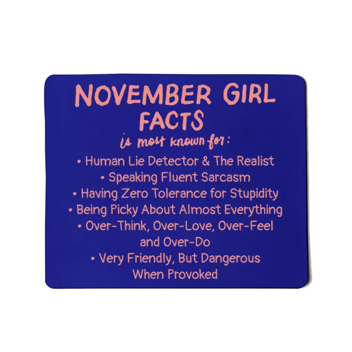 November Facts Birthday Funny Gift Born Scorpio Sagittarius Gift Mousepad