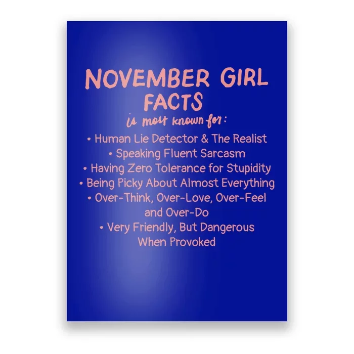 November Facts Birthday Funny Gift Born Scorpio Sagittarius Gift Poster