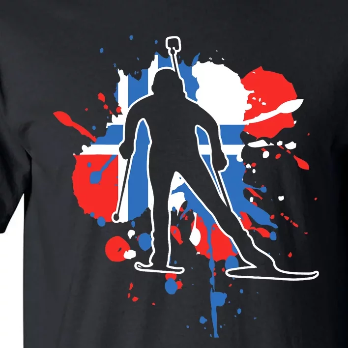 Norway Flag Biathlonist Norwegian Biathlon Tall T-Shirt