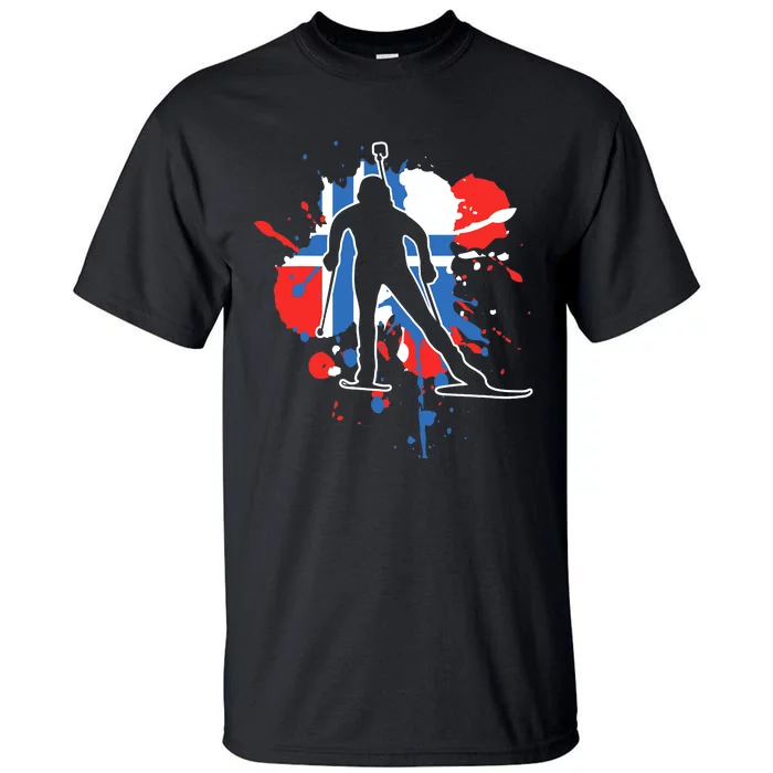 Norway Flag Biathlonist Norwegian Biathlon Tall T-Shirt