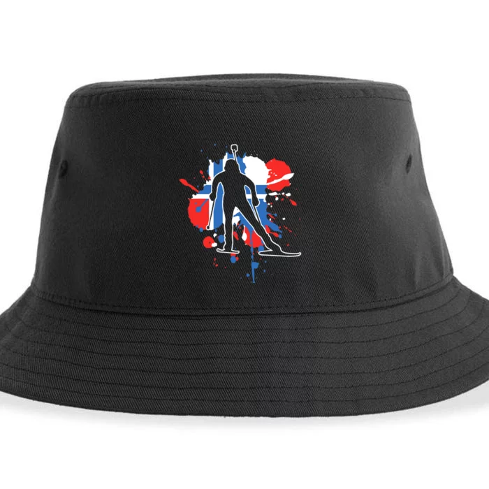 Norway Flag Biathlonist Norwegian Biathlon Sustainable Bucket Hat