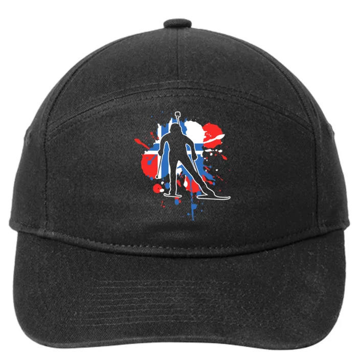 Norway Flag Biathlonist Norwegian Biathlon 7-Panel Snapback Hat