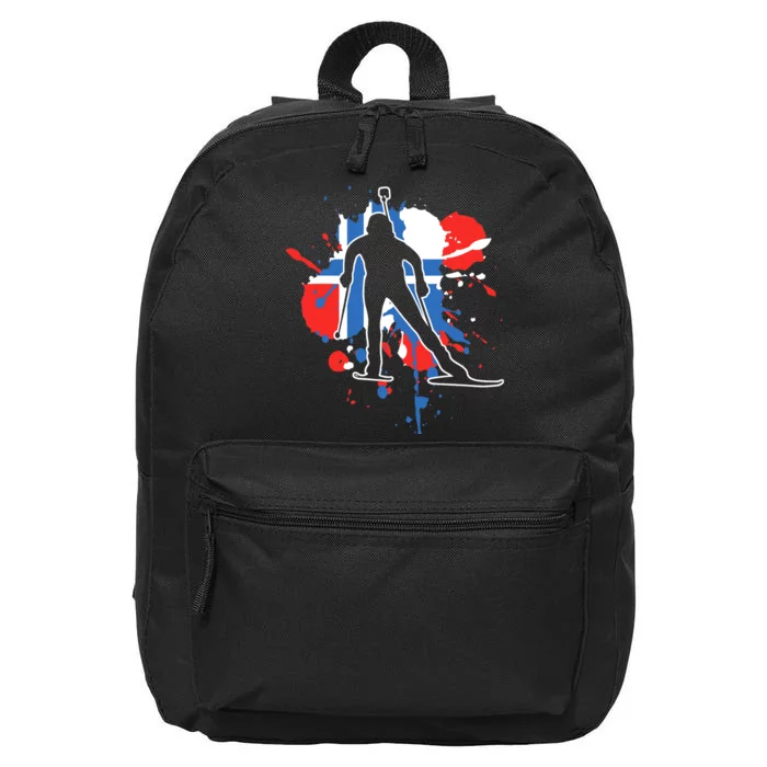 Norway Flag Biathlonist Norwegian Biathlon 16 in Basic Backpack