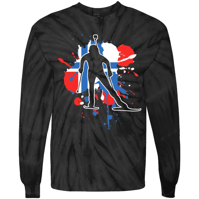 Norway Flag Biathlonist Norwegian Biathlon Tie-Dye Long Sleeve Shirt