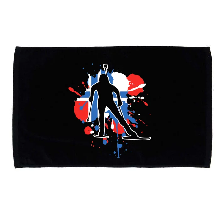 Norway Flag Biathlonist Norwegian Biathlon Microfiber Hand Towel