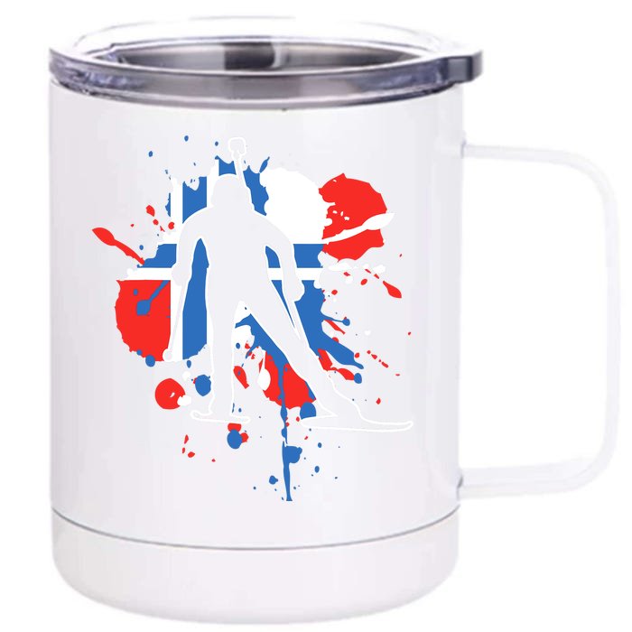 Norway Flag Biathlonist Norwegian Biathlon Front & Back 12oz Stainless Steel Tumbler Cup