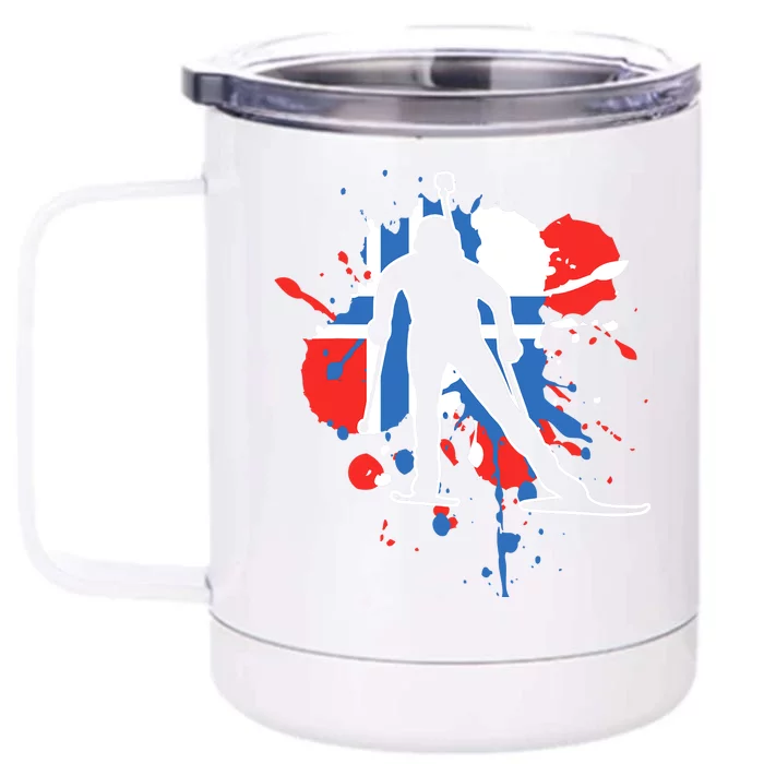 Norway Flag Biathlonist Norwegian Biathlon Front & Back 12oz Stainless Steel Tumbler Cup