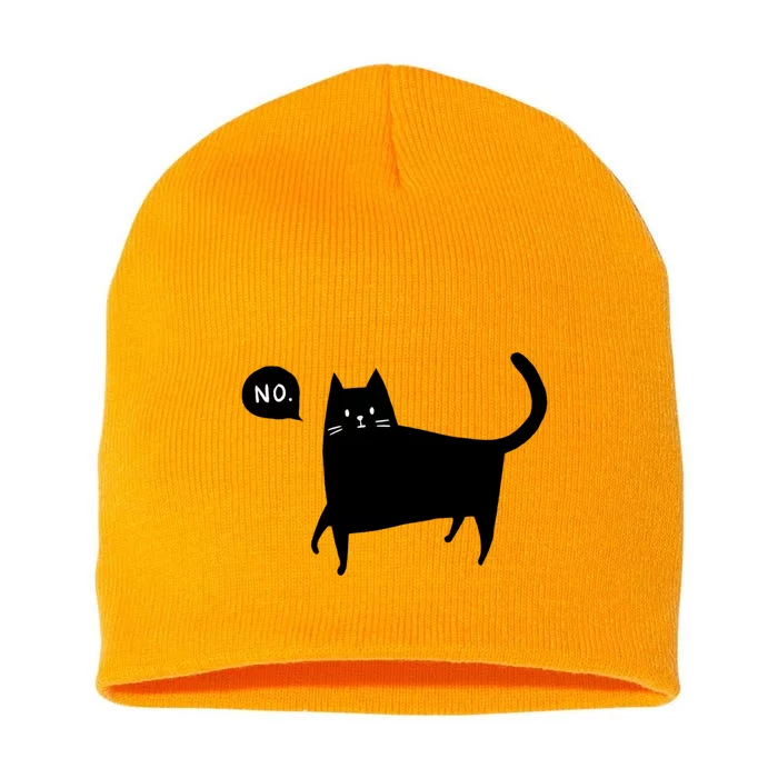 No Funny Black Cat Short Acrylic Beanie