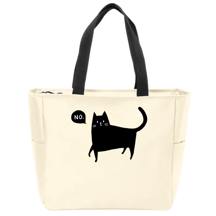 No Funny Black Cat Zip Tote Bag